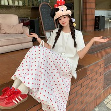 实拍2025夏装新款胖mm大码女韩系小清新甜美减龄中长款花苞半身裙