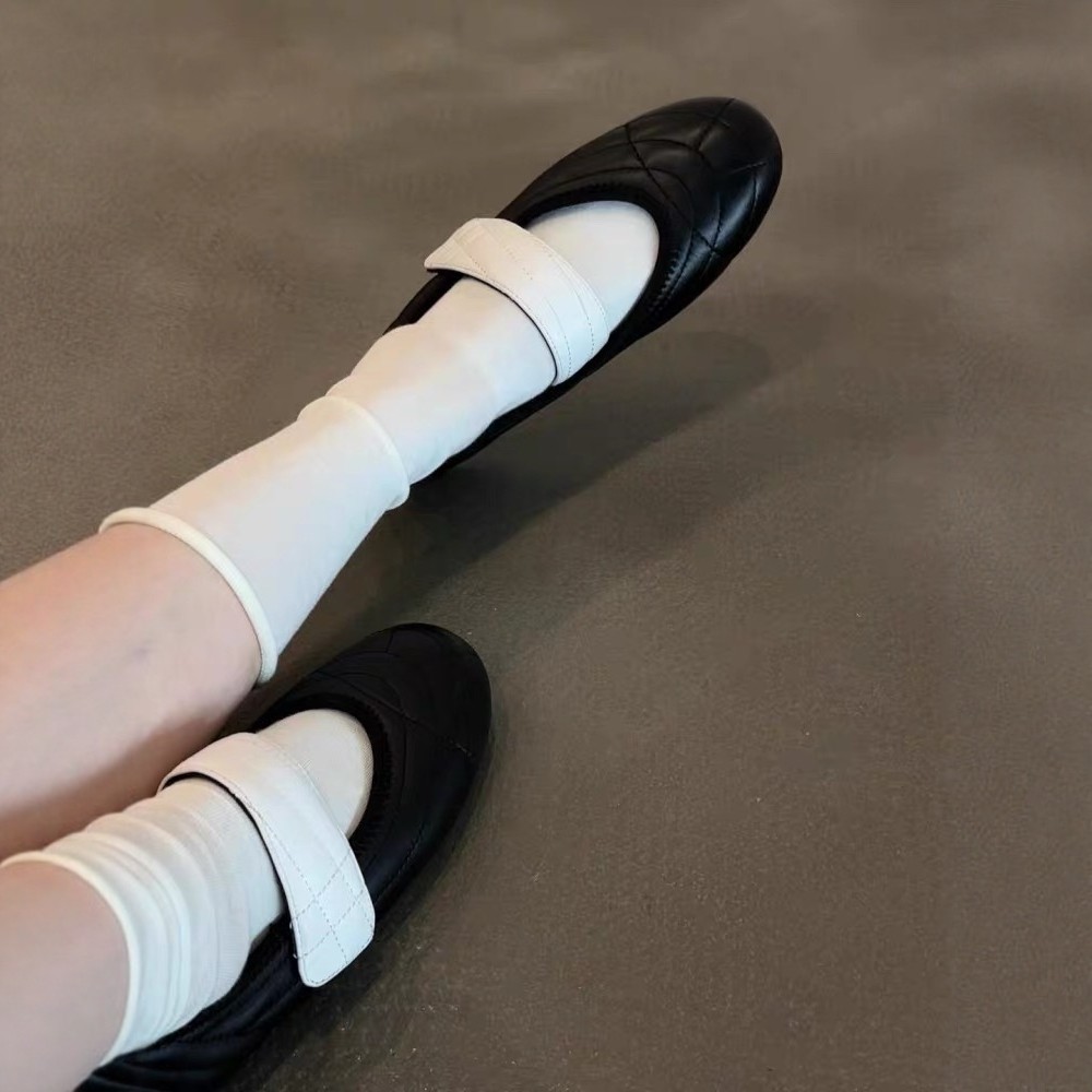 羊皮版～法式复古一字带芭蕾舞鞋女2026新款拼色浅口魔术贴单鞋女,女鞋,浅口单鞋,淘宝优惠券,粉丝福利购,淘宝优惠卷