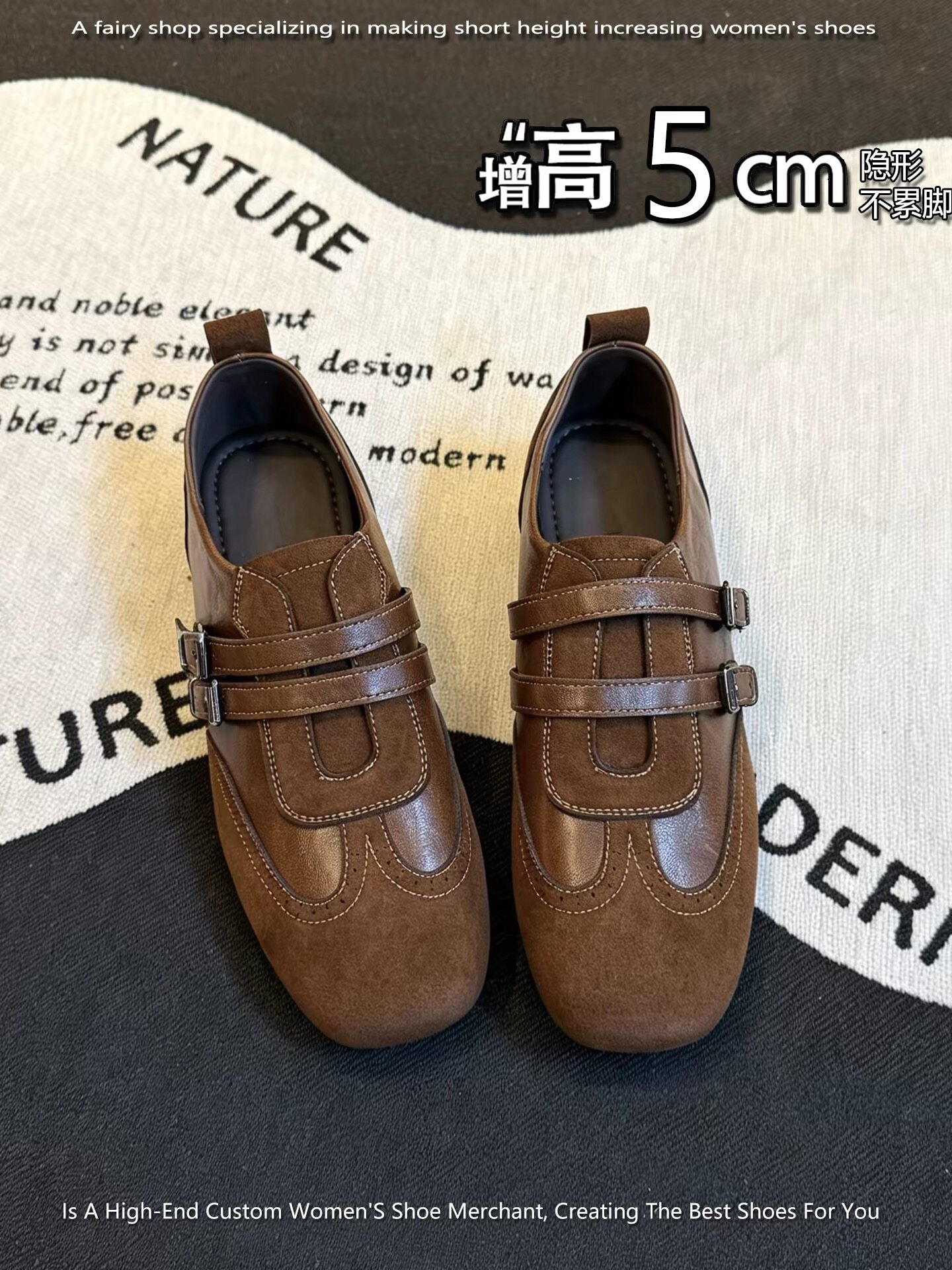 真皮厚底乐福鞋女2026新款秋冬内增高皮带扣单鞋通勤不累脚小皮鞋