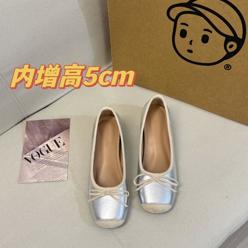羊皮版~方头浅口蝴蝶结芭蕾舞鞋女甜美平软底法式复古真皮单鞋子