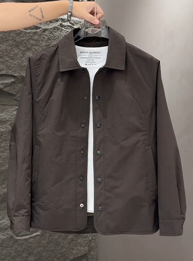 秋冬加棉时尚纯色翻领夹克外套男士休闲通勤潮流简约百搭长袖上衣