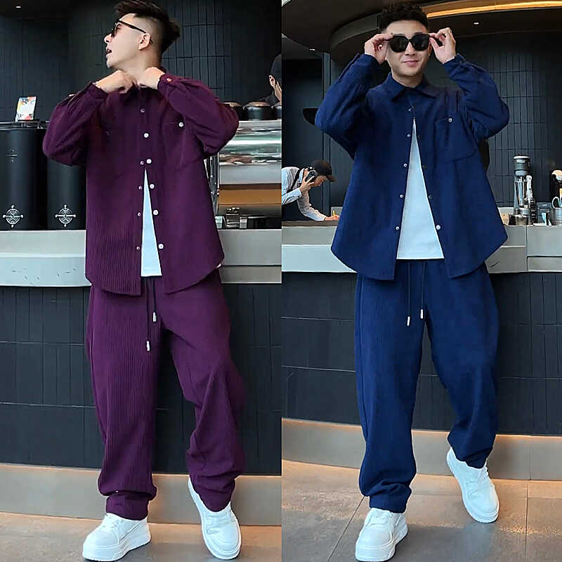 长袖秋冬纯色休闲套装两件套