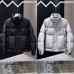 冬季新款加厚解构排骨棉衣棉服男士时尚高级简约百搭休闲立领棉袄