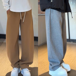 加绒加厚极简纯色休闲裤 百搭宽松直筒卫裤 男女同款 时尚 香蕉裤 冬季