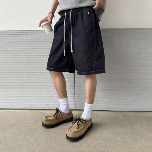 夏季新款透气明线普洗牛仔短裤男