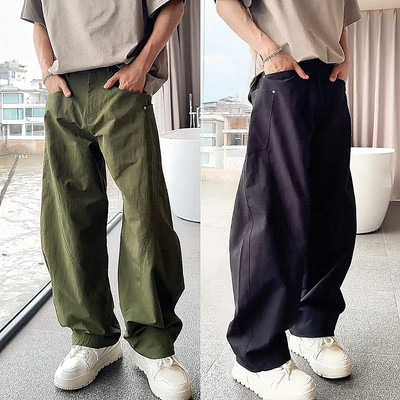 大口袋立体剪裁解构阔腿休闲裤男