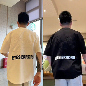 夏季薄款钢印圆领短袖T恤男士时尚简约透气上衣潮流百搭宽松半袖