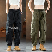 美式 男秋冬潮流百搭宽松哈伦阔腿直筒裤 潮牌多口袋工装 弯刀休闲裤