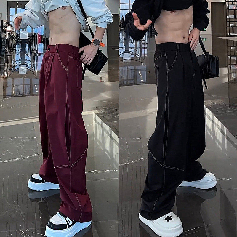 长裤阔腿裤明线休闲裤弯刀直筒裤