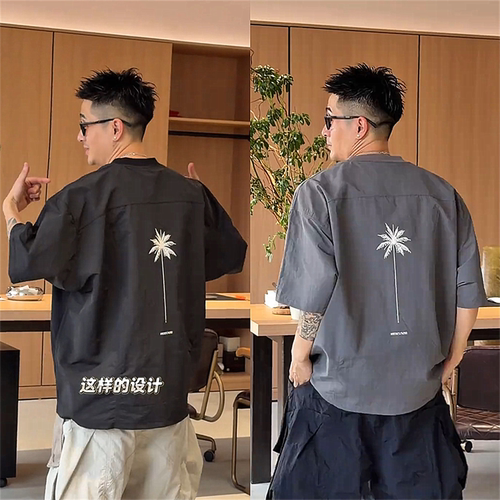 夏季双面拼接速干透气短袖t恤男
