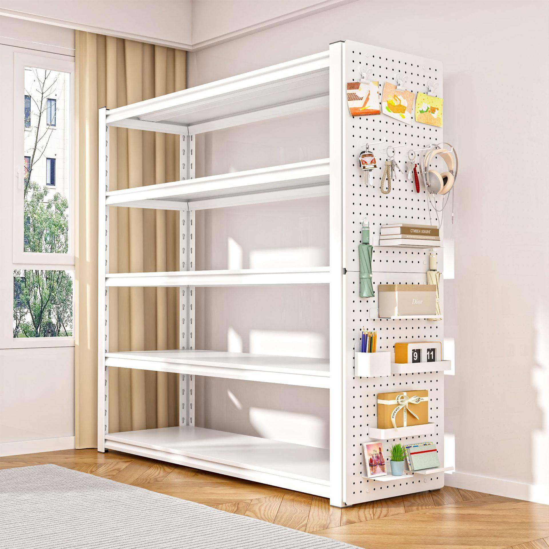 置物架家用碳钢多层收纳架书架杂物间地下室整理架洞洞板落地货架,收纳整理,书桌收纳置物架,淘宝优惠券,粉丝福利购,淘宝优惠卷