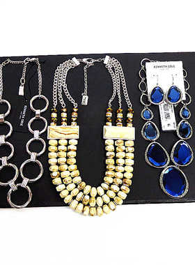 项链质感蓝宝石老饰品镀金女合金