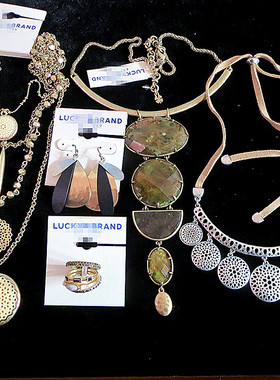 潮牌合金镀金银女孤品项链耳环