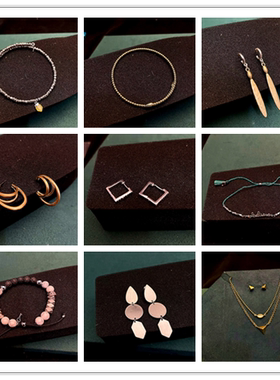 736zahmcos孤品老货弹力精致抽拉潮女质感石头手链耳钉耳扣项链女