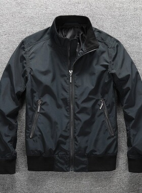 美国飞行员夹克外套男士潮流春秋装薄款立领防风黑色百搭休闲夹克