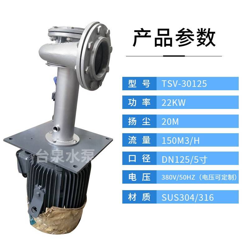 22KW不锈钢液下水泵TSV-125SUS-30可加延长管配过滤网DN125