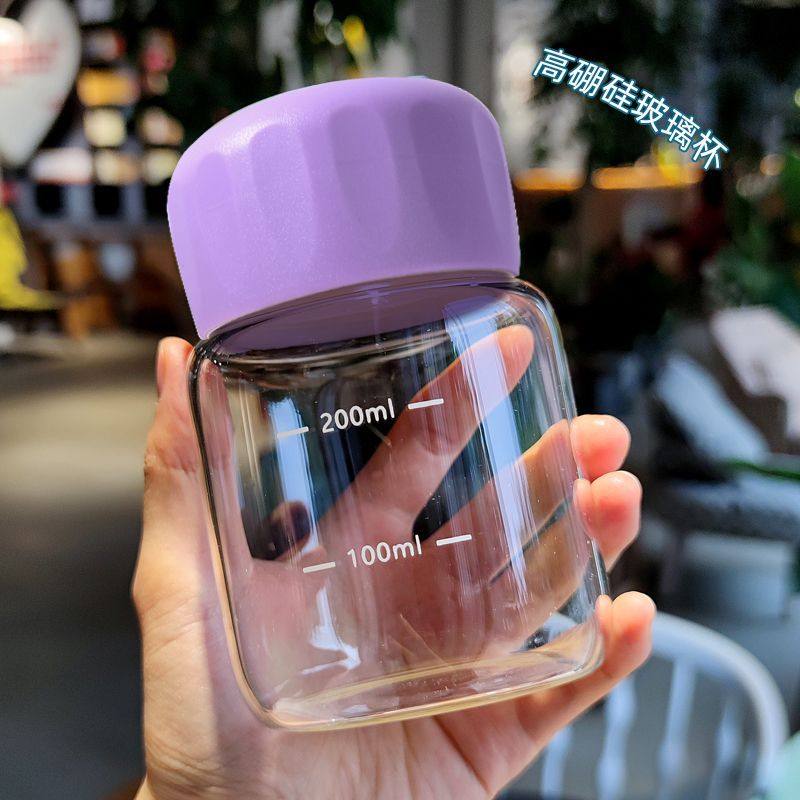 牛奶杯家用可携式外带豆浆微波炉可加热刻度迷你玻璃泡奶小水杯大