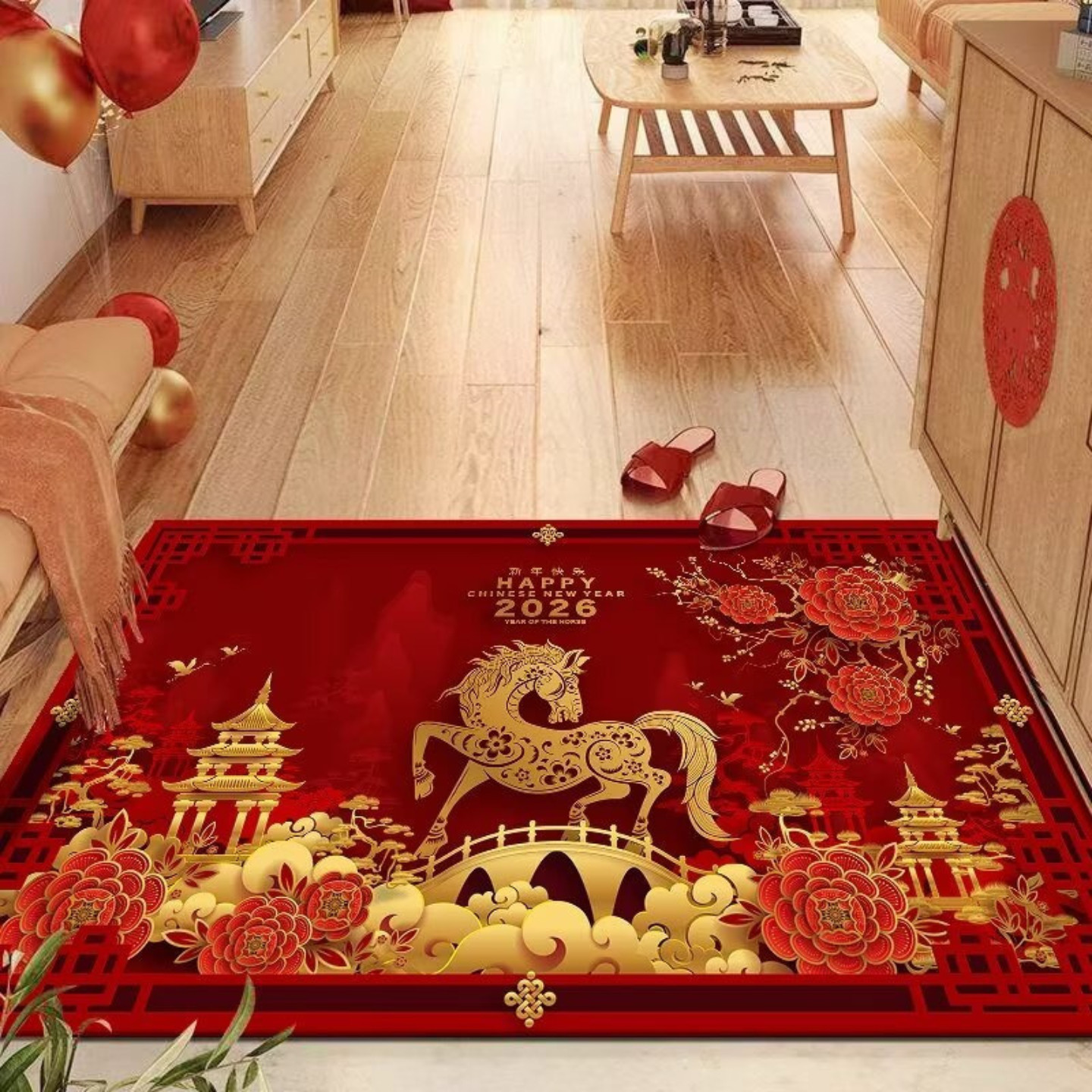 2026新年入户门地垫可裁剪门口地毯进门家用脚垫马年防滑红色门垫,居家布艺,家用脚垫,淘宝优惠券,粉丝福利购,淘宝优惠卷