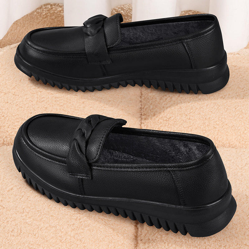 肯德基防滑工作鞋女皮鞋保暖冬季加绒厨房上班餐饮防水黑色妈妈鞋,女鞋,棉鞋,淘宝优惠券,粉丝福利购,淘宝优惠卷