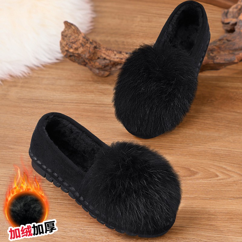 冬季豆豆鞋绒面时尚保暖