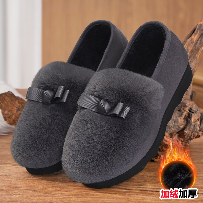 豆豆鞋女加绒加厚妈妈鞋防滑