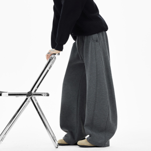 原创现货A412-DM542-特P60-限价98-400g加厚格雷灰腰头弯刀卫裤，男装休闲裤，电商A412