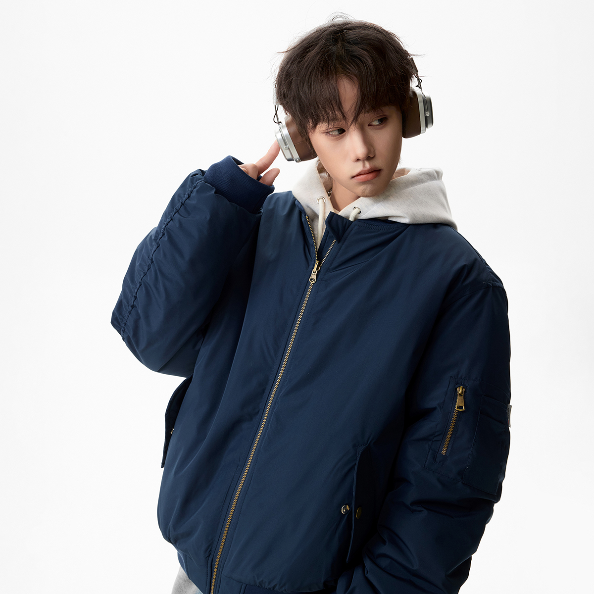 原创现货A412-FM829-特P130-新雪丽3M带标！双面可穿飞行夹克，男装夹克，电商A412