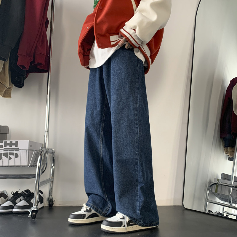 A412-DM60-P50限价68秋冬宽松直筒拖地复古水洗三色牛仔裤长裤，男装牛仔裤，电商A412