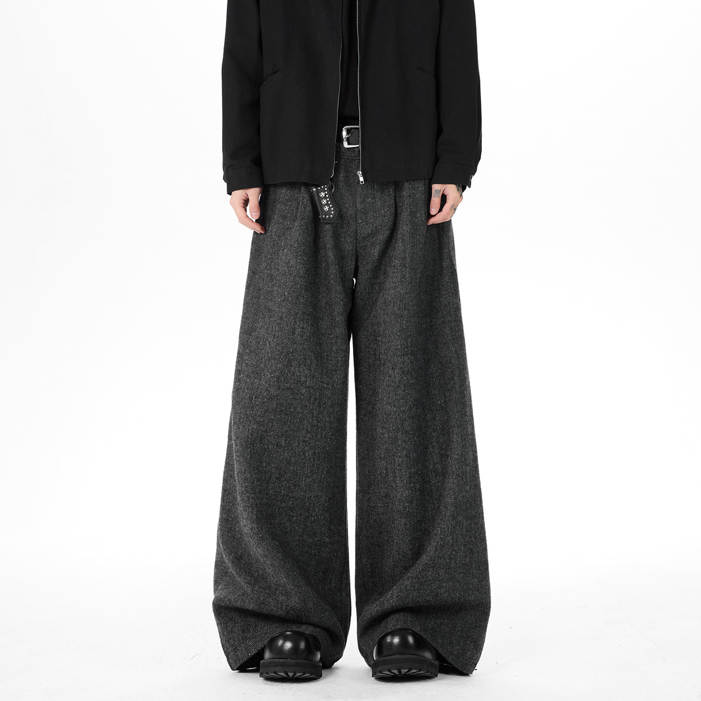 现货A412-DM549-特P54-限价98-双腰打褶麻感肌理捏褶西裤，男装西裤，电商A412