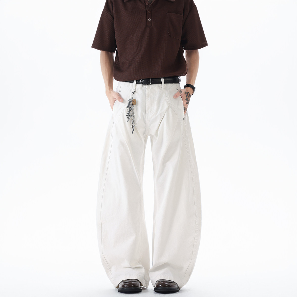 现货A412-DM421-特P50-限价88-解构双褶弯刀廓形牛仔裤,男装牛仔裤,电商A412