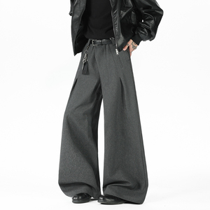 现货A412-DM553-特P54-限价98-打褶斜门襟解构廓形西裤，男装西裤，电商A412