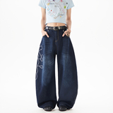 现货A412-DM412-特P48-限88-黑色玫瑰刺绣弯刀牛仔裤，男装牛仔裤，电商A412