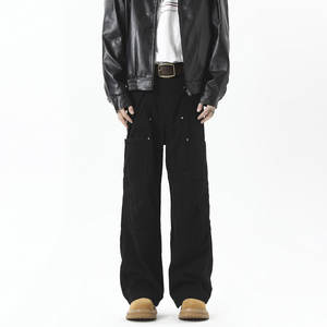 现货500-A412-DM289-P75-限98-高品质拼接几何伐木裤工装裤,男装休闲裤,电商A412