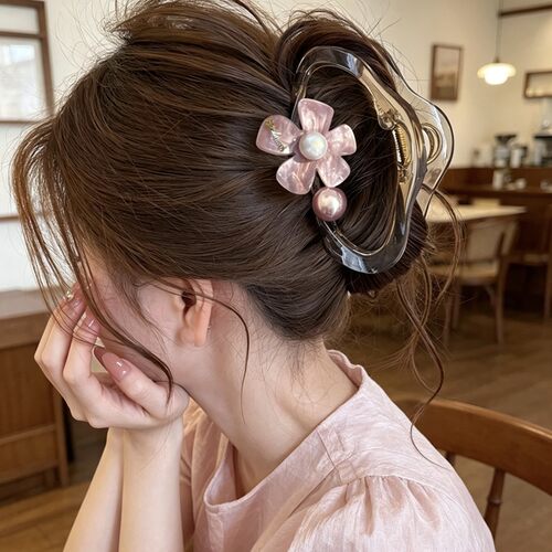 MIMILINE高级感韩系水钻花朵中号抓夹女时尚百搭后脑勺盘发神器女