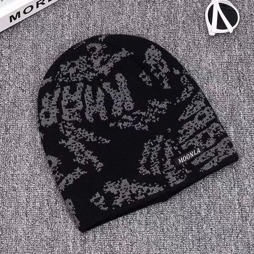 冬季黑色时尚网红新款男士女士户外加绒帽百搭保暖针织帽防风冷帽