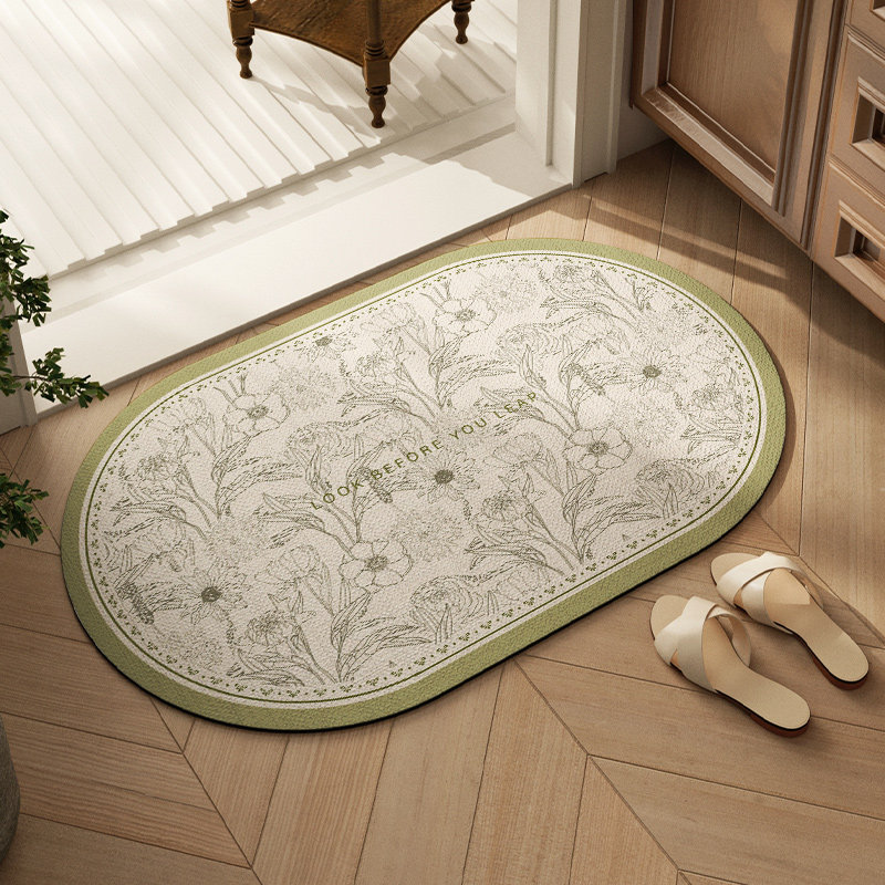 美式椭圆形浴室地垫硅藻泥吸水速干防滑垫子卫生间洗澡间门口门垫