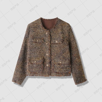 【悠悠粉丝专享】巧克力复古气质设计师重工秋冬短外套60106