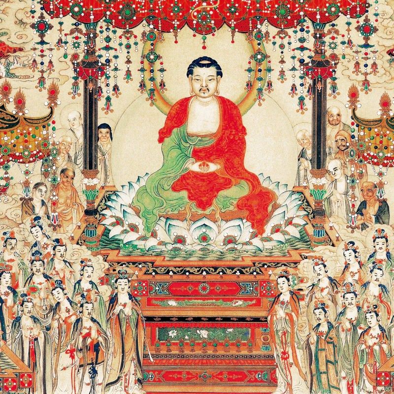 西方极乐世界庄严图全景丁观鹏全堂佛佛像挂画全佛图万佛画像网红