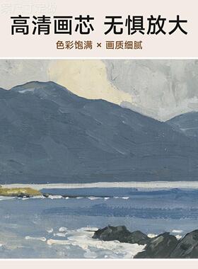 代北欧客简厅挂风景山水画抽象约现发背景画墙装饰画三联幅沙壁画