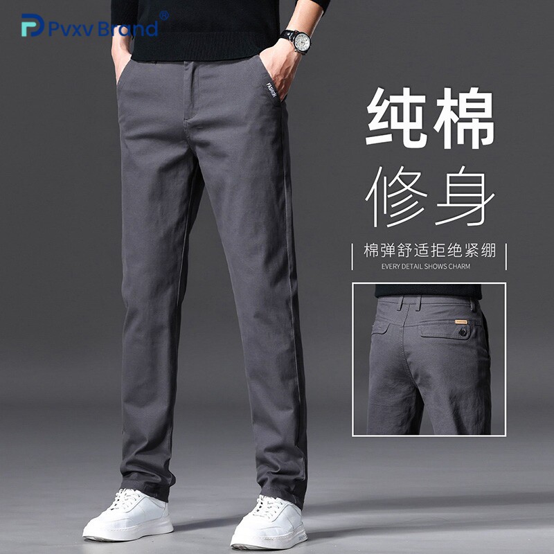 灰色裤子男修身直筒休闲裤2026