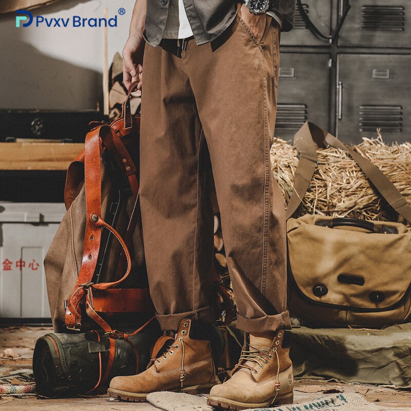 美式复古工装裤子男春秋季2026新款宽松简约中腰直筒男士休闲裤