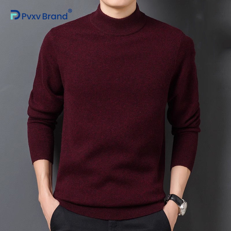 高端羊毛衫男纯羊毛宽松半高领加厚毛衣冬季新款本命年男士打底衫