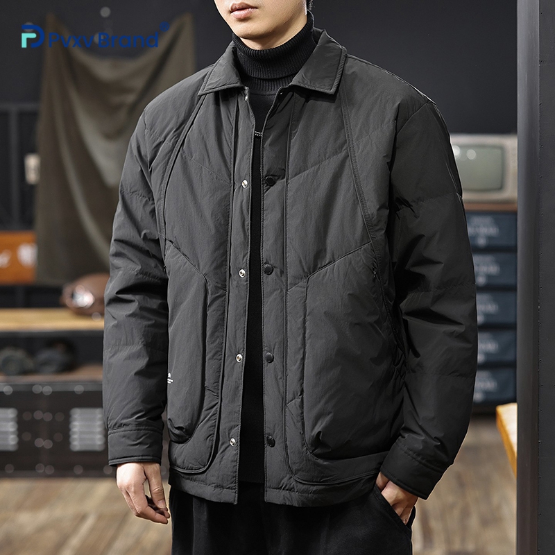 90白鸭绒轻薄保暖翻领羽绒服男