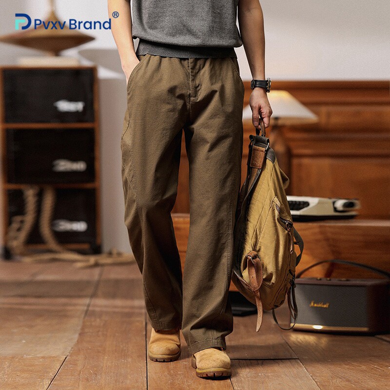 春季新款美拉德工装裤男潮牌宽松直筒阔腿裤男款美式纯棉休闲长裤