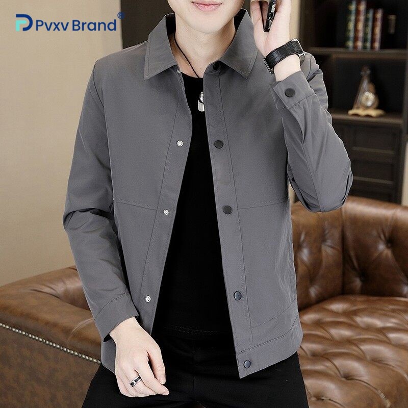 夹克男士春秋季新款高级感加棉加厚休闲衬衫领男行政外套春装上衣