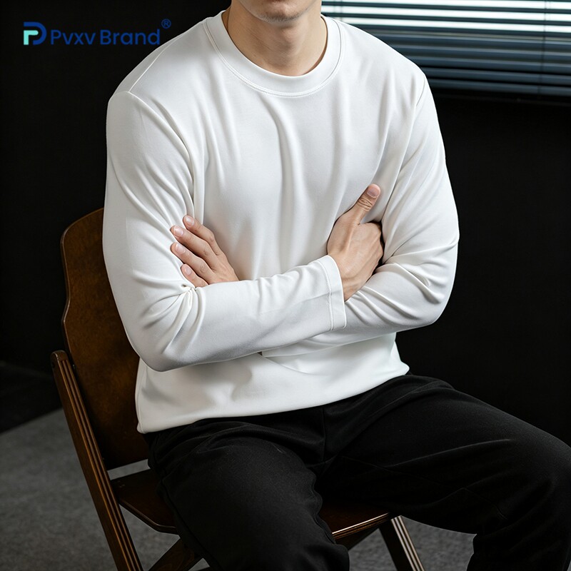 60S莫代尔重磅高弹男士长袖T恤