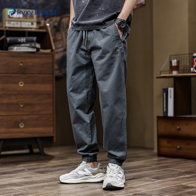 日系复古休闲裤男士宽松弹力束脚