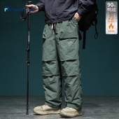 抗寒保暖加厚户外防水伞兵裤 冬季 宽松大码 新款 鸭绒羽绒裤 男士