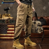 复古工装 直筒休闲裤 裤 美式 子男春秋季 宽松束脚新款 卡其色潮牌长裤