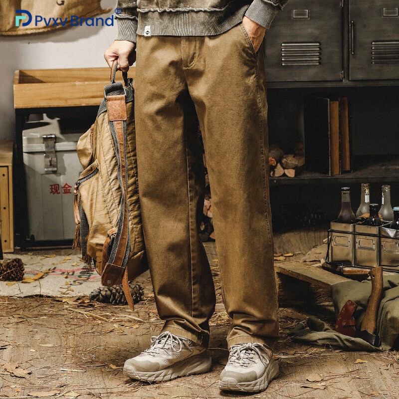 美式重磅复古工装裤子男春秋款2026新款宽松直筒潮牌加绒休闲长裤